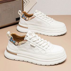 New Elastic Band Casual Versatile Work Sports <b>Board</b> Lace-up Cushioning Men Lightweight Waterproof Mesh PU Upper Rubber Shoes - Product Image 1