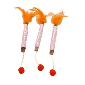 All'ingrosso Polygonum Stick molare in legno colorato piuma di cotone corda gioco interattivo molare denti giocattolo per la pulizia del gatto - Product Image 4