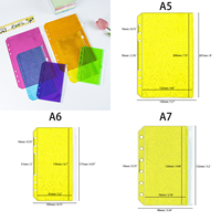Kantong Binder A5 A6 A7 6 Warna Glitter PVC dengan Resleting, 6 Ring, Amplop Uang, Folder, Planner, Jurnal, Penyimpanan