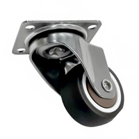 Roue pivotante en TPE de 1,5 pouce, roue pivotante en acier inoxydable SS304, roue pivotante à frein haute résistance 25 kg, rotation à 360 degrés pour chariot