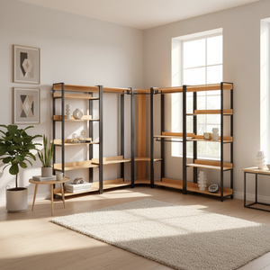 Armoire ouverte moderne en bois, combinaison dressing, penderie au sol pour chambre à coucher, rangement de vêtements domestique, pour manteaux, salon - Product Image 1