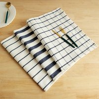 Serviette de cuisine bleu méditerranéen à séchage rapide torchon en coton à carreaux tissu de fond gastronomique uni essuie-mains durable