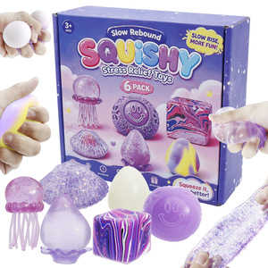Set <span class=keywords><strong>de</strong></span> 6 Juguetes Blandos Antiestrés <span class=keywords><strong>de</strong></span> Rebote Lento, Juguetes Sensoriales para Apretar, Caja <span class=keywords><strong>de</strong></span> Regalo con Animales y Helados Blandos con Purpurina - Product Image 2