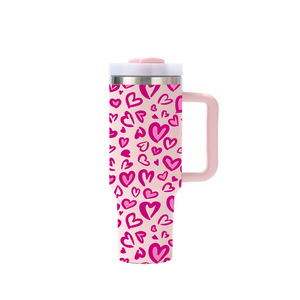 Stainless Steel Tumbler 40oz Leopard Print <b>Insulated</b> Handle Travel <b>Mug</b> - Product Image 2