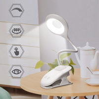Lampe de bureau LED, lampe de chevet, protection des yeux, lumière à clip, chambre à coucher, charge USB, interrupteur tactile, mini, luminosité réglable, forme de pétale, blanche