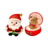 Peluche de Noël Surprise Pomme avec Animal de Dessin Animé Caché à l'Intérieur : Père Noël, Renne, Capybara, Arbre de Noël - Jouet en Peluche de Noël