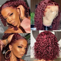 Perruque de Cheveux Humains Brésiliens Bruts en Gros pour Femmes Noires, Perruque Frontale en Dentelle HD Sans Colle Afro Crépue Bouclée
