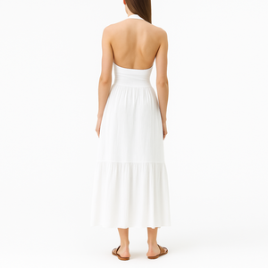 Abito lungo plissettato da donna con scollo a V estivo all'ingrosso personalizzato - Product Image 2