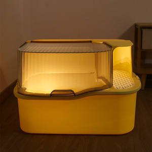 กระบะทรายแมวทรงสี่เหลี่ยมขนาดใหญ่พิเศษ แบบปิดมิดชิด ป้องกันการกระเด็น กลิ่นไม่รั่วซึม ทำความสะอาดง่าย ผลิตจากพลาสติก PP เป็นมิตรต่อสิ่งแวดล้อม - Product Image 2