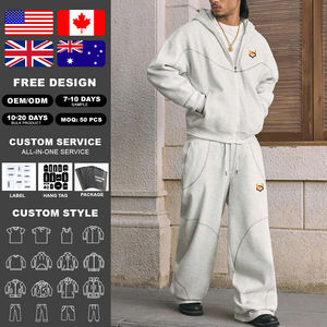 KIingSen Conjunto de Sudadera con Capucha y Pantalones Holgados de Felpa Francesa para Hombre, Bordado Personalizado, Estilo Urbano de Invierno - Product Image 1