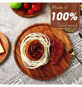 Japanese Acacia Wood Plate Creative Round Solid Wood <strong>Tray</strong> for Dried Fruit <strong>Dessert</strong> &amp; Cup Dried Fruit <strong>Dessert</strong> Fruit Plate - Product Image 4