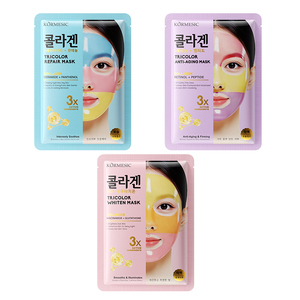 Masque facial en feuille de collagène cristallin KORMESIC Private Label 30ml, réparateur, éclaircissant, anti-âge, tricolore, vegan, coréen - Product Image 2