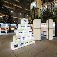 Boîte à lumière LED à intensité variable personnalisée avec logo, indice de protection IP65, LED RVB/blanches pour salons professionnels, conférences - Lampe de centre de table publicitaire