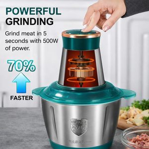 Robot culinaire électrique, hachoir à viande 2L, acier inoxydable 304, hachoir à légumes multifonctionnel avec moteur en cuivre pur pour la maison - Product Image 2