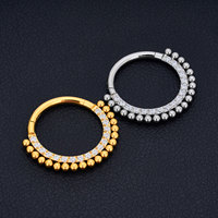 En gros Anneau de nez clicker 16G à double rangée en Titane ASTM F136 et Zircon, Bijou de piercing corporel tendance