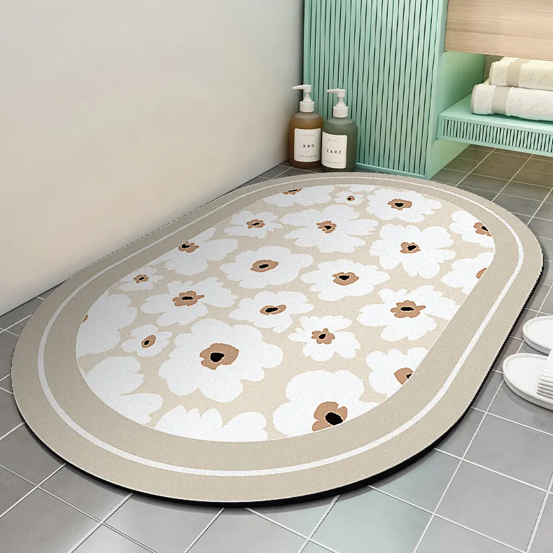 Alfombras de baño de tamaño personalizado, absorbentes de agua, suelo de barro Diatom, alfombrilla de goma para bañera, alfombrillas de baño de diatomita