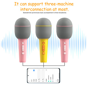 ميكروفون لاسلكي صغير لعائلة البط الأصفر كاريوكي مع صوت مزدوج من القمح موصل موسيقى من النوع C مدمج للأطفال - Product Image 4