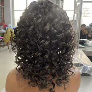 Perruque de cheveux blancs perruques pour femmes perruque de dentelle complète noire avec cheveux gris hd dentelle 100% cheveux humains ondulés bouclés pixie <span class=keywords><strong>bob</strong></span> - Product Image 3