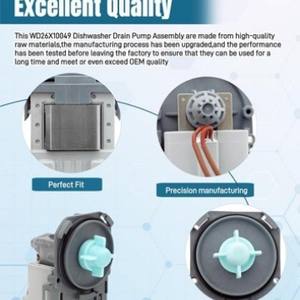 Pompe de vidange pour lave-vaisselle WD26X10049 110-120V électrique pour lave-vaisselle GE - Product Image 3