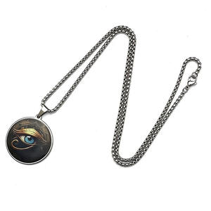 N57T Collier pour homme en acier inoxydable plaqué PVD, avec cabochon en verre motif Yeux <span class=keywords><strong>Mal</strong></span>éfiques et <span class=keywords><strong>film</strong></span> pressé, tendance, étanche, hypoallergénique, inaltérable - Product Image 4
