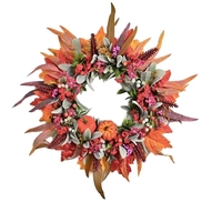 Guirlande artificielle en plastique pour la porte, feuilles d'érable, décoration de citrouille, Halloween, Pâques, Thanksgiving, 50 cm