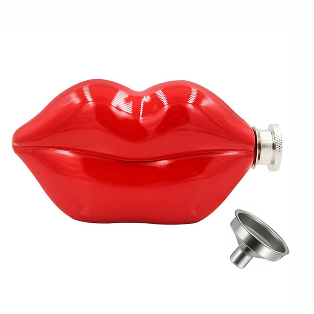 Flasque à lèvres rouge avec entonnoir