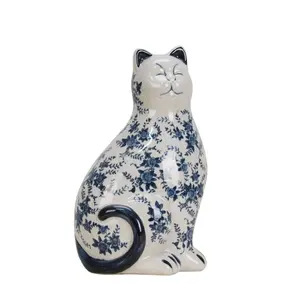 China supplier home decoration ceramic miniature animal statue cat figurine