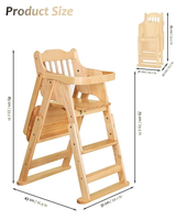 Chaise haute en bois avec plateau bébé chaise haute enfants tabouret haut chaise de salle à manger pour bébés et tout-petits Portable