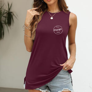 Camisetas sin mangas para mujer, al por mayor, con diseño de logotipo personalizado y etiqueta, transpirables, informales, para entrenamiento, 180GSM, 100% algodón, con aberturas laterales. - Product Image 6