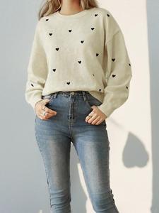 Suéter de Otoño/Invierno para Mujer con Estampado de <span class=keywords><strong>Amor</strong></span>, Cuello Redondo, Largo, Informal, de Punto, Nuevo Diseño - Product Image 3