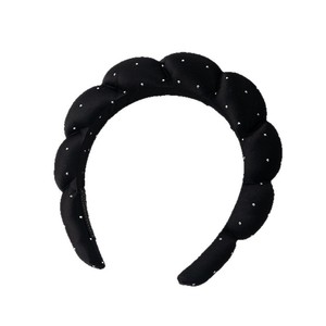 Nouveau serre-tête en éponge blanc orné de strass en forme de nuage, style Sweet Twist, pour le lavage du visage, accessoire capillaire pour un effet amincissant du visage, Factory - Product Image 6