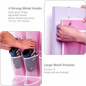 28-Pockets Foldable PVC Mesh Fabric Over Door <b>Shoe</b> Rack Large Size Hanging <b>Shoe</b> Organizer with <b>Shoe</b> Rack Holder - Product Image 3