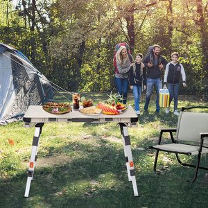 Table de travail pliante multi-usages en aluminium robuste avec roulettes pivotantes pour pique-nique en plein air, camping, plage, voyage - Product Image 6