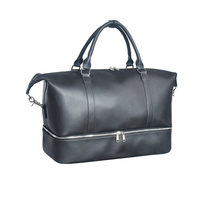 Sac de voyage vintage double couche avec fermeture éclair, grande capacité, en cuir PU, sac de week-end, sac de nuit, compartiment séparé