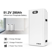 Batterie solaire murale à cycle profond 51,2 V pour stockage d'énergie, 15 kWh 16 kWh, Lithium Fer Phosphate (LiFePO4), Power Wall