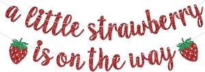 Bannière « Une petite fraise est en route » pour baby shower, décorations de fête « Sweet One Berry », rouge pailleté - Product Image 2
