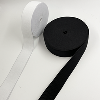 Bande élastique tricotée en polyester personnalisée, noire et blanche, pour la production de ceintures de vêtements