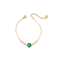 Bracelet à breloques tendance SmileJoyas en acier inoxydable 316L plaqué or PVD, design trèfle émaillé vert durable, ZIRCON mignon