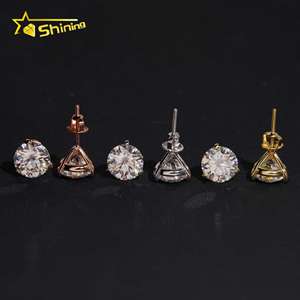 Hip Hop Jewelry 925 Sterling <strong>Silver</strong> Diamond 3 Prongs <strong>Earring</strong> 5mm 6.5mm 7mm 8mm 9mm VVS Moissanite Moissanite <strong>Stud</strong> <strong>Earrings</strong> - Product Image 5
