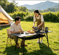 Table pliante d'extérieur pour camping, réglable en hauteur, en alliage d'aluminium, portable, type « Egg Roll »