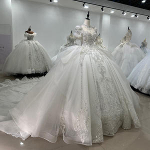 Jancember XS054 lujo manga corta cuello cuadrado vestidos de novia vestidos - Product Image 4