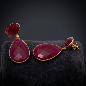 Nouvelles boucles d'oreilles pendantes en argent sterling 925 avec pierres précieuses en quartz teinté, tendance, forme ovale et poire - Product Image 2