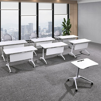 Table de formation rectangulaire en bois pour école avec rotation à 360° °   Roues pour salle de conférence