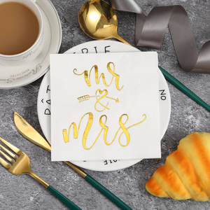 Gold Embossed Paper Napkins 250mm Three Layer Wedding Party Disposable Serviettes - Product Image 2