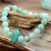 Bracelet élastique en perles hexagonales de cristal d'amazonite naturelle de 8 mm, pierre précieuse de guérison, bijoux pour femmes