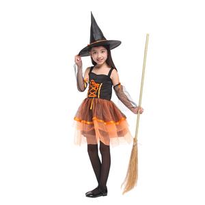 ชุดแม่มดเด็กผู้หญิงชุดแม่มดฮาโลวีนชุดคอสเพลย์งานคาร์นิวัลพร้อมหมวกสีส้มชุดแม่มดผ้าโปร่งที่น่ารักสำหรับเด็กผู้หญิง - Product Image 5