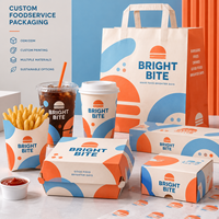 Boîte à emporter en papier avec logo personnalisé, conteneur jetable résistant à la graisse pour hamburgers, frites et poulet, emballage écologique