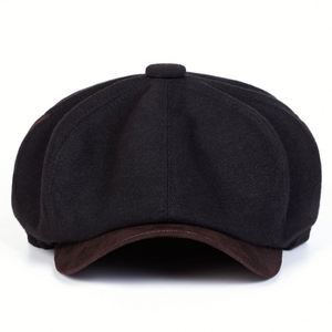 Men's Wool 8-Panel Taxi Hat Flat Adjustable <b>Beret</b> Hats Newsboy Cap Promotional Gifts - Product Image 1