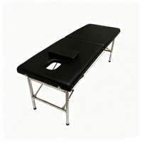 Table de massage portable à 2 sections avec pieds en acier inoxydable et hauteur réglable