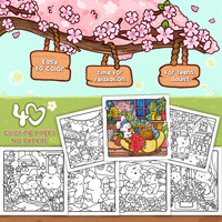 Libro de colorear de papel de esquina pequeño personalizado al por mayor para niños, niños, adultos, adolescentes, diseños súper bonitos, espacios acogedores de 21x21cm para regalos